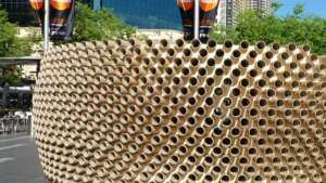 Cardboard tube pavilion. Photo via inhabitat. 