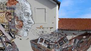 Vhils & Pixelpancho collab in Lisbon