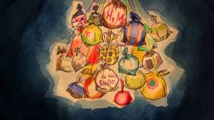 Details of brightly lit bags by Luzinteruptus, illustration by Marta Menacho