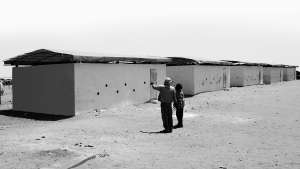 60 sandbag classrooms built in Mbera refugee camp, Mauritania. Image: FAREstudio