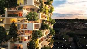 This firm's vertical forest is a sustainable contribution to a concrete city. 