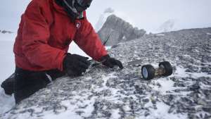 PUFFER was outfitted for field testing in snow during a recent trip to Antarctica's Mt. Erebus. Credits: Dylan Taylor