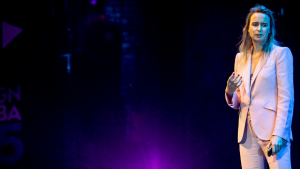 Lonneke Gordijn on stage at the Design Indaba Conference