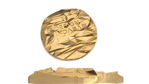 The Design Indaba gold medallion, designed by Leanie van der Vyver