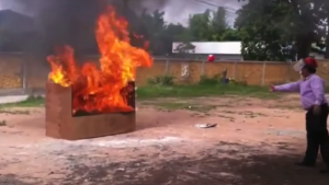 An innovative way to extinguish a fire 